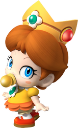 Artwork of Baby Daisy for Mario Kart Wii (also used in Mario Super Sluggers and Mario Kart Tour)