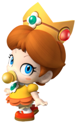 Artwork of Baby Daisy for Mario Kart Wii (also used in Mario Super Sluggers and Mario Kart Tour)