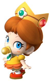 Artwork of Baby Daisy in Mario Kart Wii (also used in Mario Super Sluggers and Mario Kart Tour)