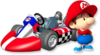 Artwork of Baby Mario with his kart from Mario Kart Wii