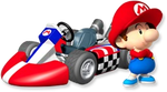 Artwork of Baby Mario with his kart from Mario Kart Wii