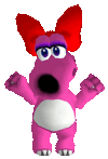 One of Birdo's award animations from Mario Kart Wii