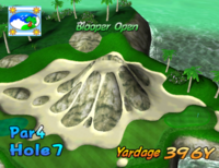The seventh hole of Blooper Bay from Mario Golf: Toadstool Tour.