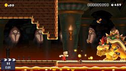 Mario combats Bowser and Bowser Jr., in the New Super Mario Bros. U game style.