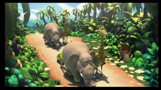 Animals stealing Donkey Kong's bananas in the intro for Donkey Kong Country Returns