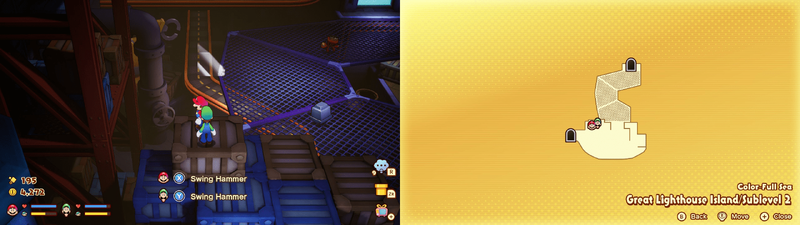 First hidden block in the Color-Full Sea Great Lighthouse Island from Mario & Luigi: Brothership