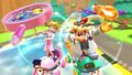 Dr. Peach gliding with the Pink Magniflying Glass on Wii Koopa Cape