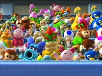 Bowser sitting with the crowd from the opening movie.