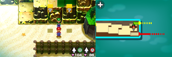 Blocks 29 and 30 in Plack Beach of Mario & Luigi: Bowser's Inside Story + Bowser Jr.'s Journey.