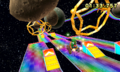 Three rings in Rainbow Road from Mario Kart 7.