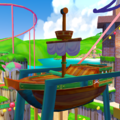Screenshot of a pirate ship from Super Mario Sunshine.