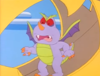 The fire-breathing Rex hidden inside the Mega Mechanasaur's beak in the Super Mario World television series episode "The Wheel Thing"