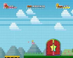 Princess Peach finding a Catch Card SP in The Bitlands of Super Paper Mario.