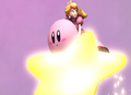 Kirby and Peach on a Warp Star in the Subspace Emissary