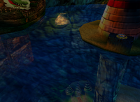 The Lighthouse Lake of the Gloomy Galleon level in Donkey Kong 64.