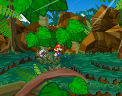 Mario near the Wedding Ring in Keelhaul Key of Paper Mario: The Thousand-Year Door.