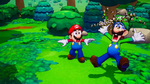 Luigi being attacked by bees and Mario was surprised at him.