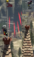 The Goal Pole in Lego City Undercover before and after the playerlands on it.