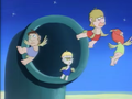 The Cave People following Mario and Princess Toadstool in the Star Path.