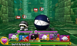 Screenshot of World 5-Tower, from Puzzle & Dragons: Super Mario Bros. Edition.