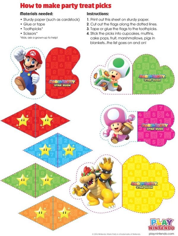 Printable sheet for Mario Party: Star Rush flags