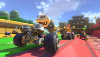 The Koopalings racing through Piranha Plant Slide in Mario Kart 8
