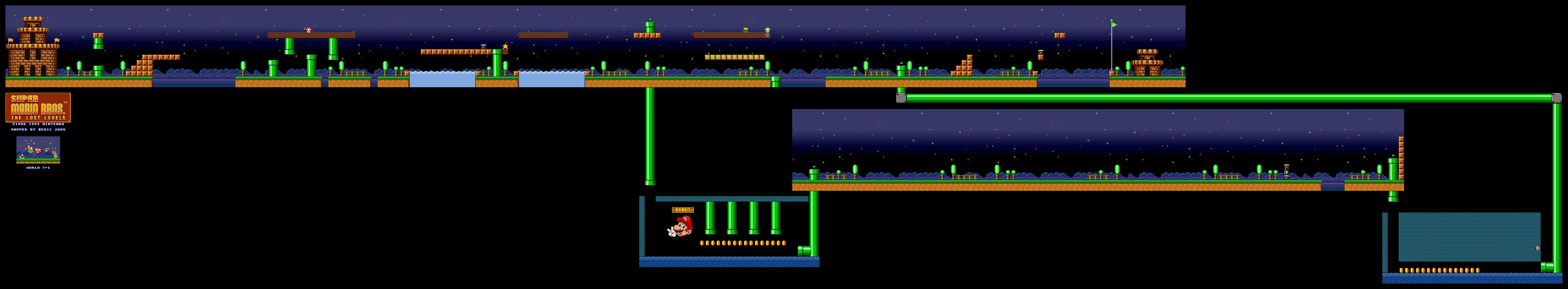 Map of World 7-1 (Super Mario All-Stars version)