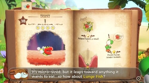 Mr. E's line for suggesting the name for the juvenile Lunge Fish (after it had been renamed by the player) in Yoshi and the Mysterious Book
