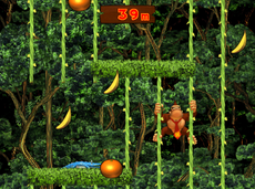 Gameplay of Donkey Kong in the 100M Vine Climb mini-game of Donkey Konga