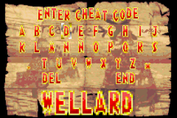 The player enters the "WELLARD" cheat on the Game Boy Advance version's Cheats menu in Donkey Kong Country 2