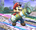 Mario holding a Cracker Launcher