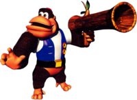 Chunky Kong's artwork with his Pineapple Launcher from Donkey Kong 64.