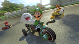 Mario, Daisy, and Luigi is seen using the Boo item in Mario Circuit.
