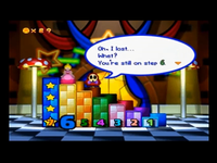 A rare example of the player's roll higher than the total of Game Guy's rolls in Game Guy's Lucky 7 in Mario Party 3