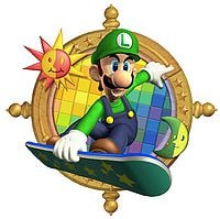 Mario Party 6 promotional artwork: Luigi riding on his snowboard. Inspired from the minigame Snow Whirled, version 2