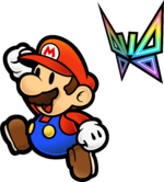 Artwork of Mario and Tippi from Super Paper Mario.