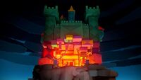 Peach's Castle folded into an Origami Castle in Paper Mario: The Origami King