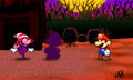 Doopliss to the right, versus the real Mario as a shadow and Vivian
