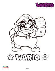 Line art of Wario from a Paint-by-number activity