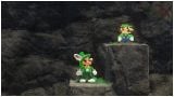 Mario standing next to an 8-bit Luigi