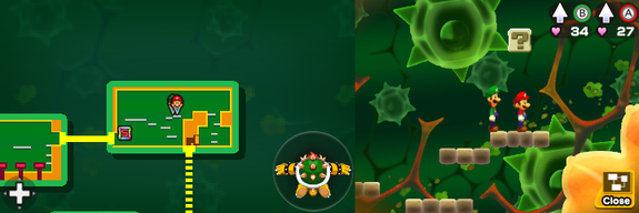 Fourth block in Trash Pit of Mario & Luigi: Bowser's Inside Story + Bowser Jr.'s Journey.