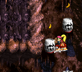 The Kongs and Squitter between two Boo Barrels in a path up to the second Bonus Barrel