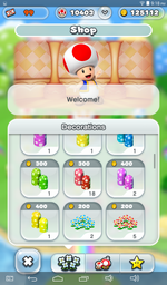 Group of Shop Items in Super Mario Run