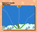Screenshot of the location of Bowser's Castle, which is situated in Antarctica.