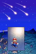 One of the Sky Crystals falls near Mario.