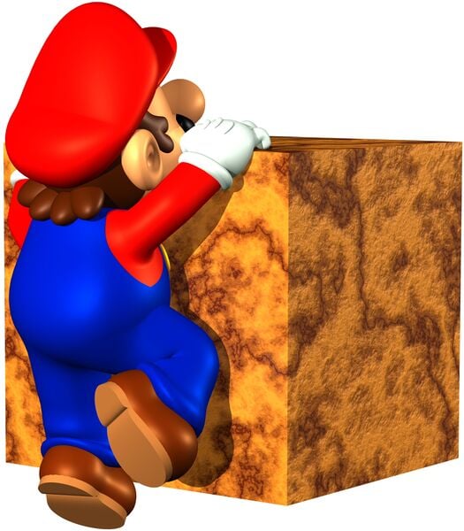 File:Mario climbing on a Block SM64 artwork.jpg