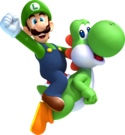 Luigi and Yoshi artwork from New Super Luigi U