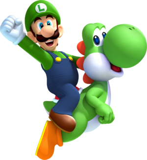 Luigi and Yoshi artwork from New Super Luigi U