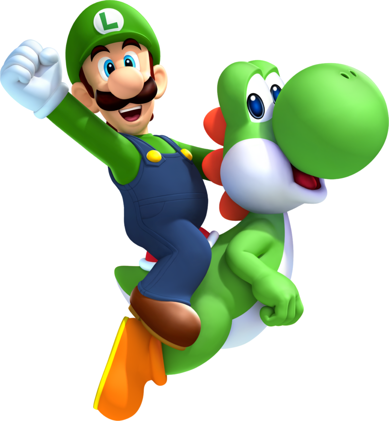 File:NSLU Luigi and Yoshi Artwork.png - Super Mario Wiki, the Mario ...