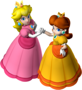 Artwork of Princess Peach and Princess Daisy, from Mario Party 7
